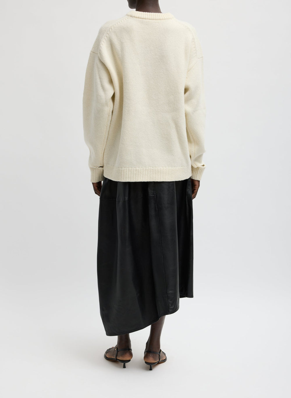 Soft Wool Ski Easy Pullover Crewneck Sweater | Tibi Ivory Multi