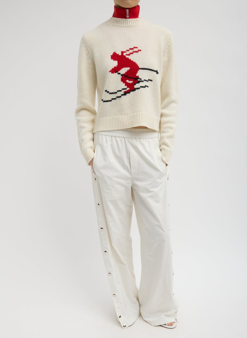 Soft Wool Ski Shrunken Sweater | Tibi Ivory Multi