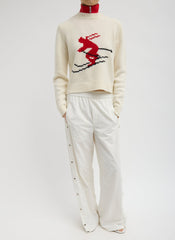 Soft Wool Ski Shrunken Sweater | Tibi Ivory Multi