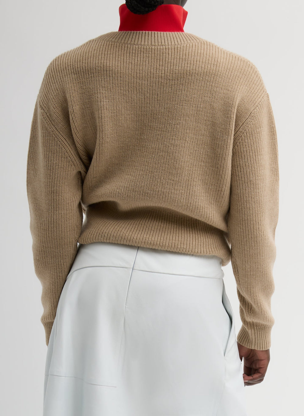 Cardigan Stitch V-Neck With Removable Dickie | Tibi Latte
