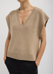 Cardigan Stitch Sweater Vest With Removable Dickie | Tibi Latte