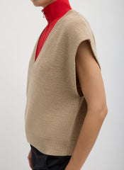 Cardigan Stitch Sweater Vest With Removable Dickie | Tibi Latte