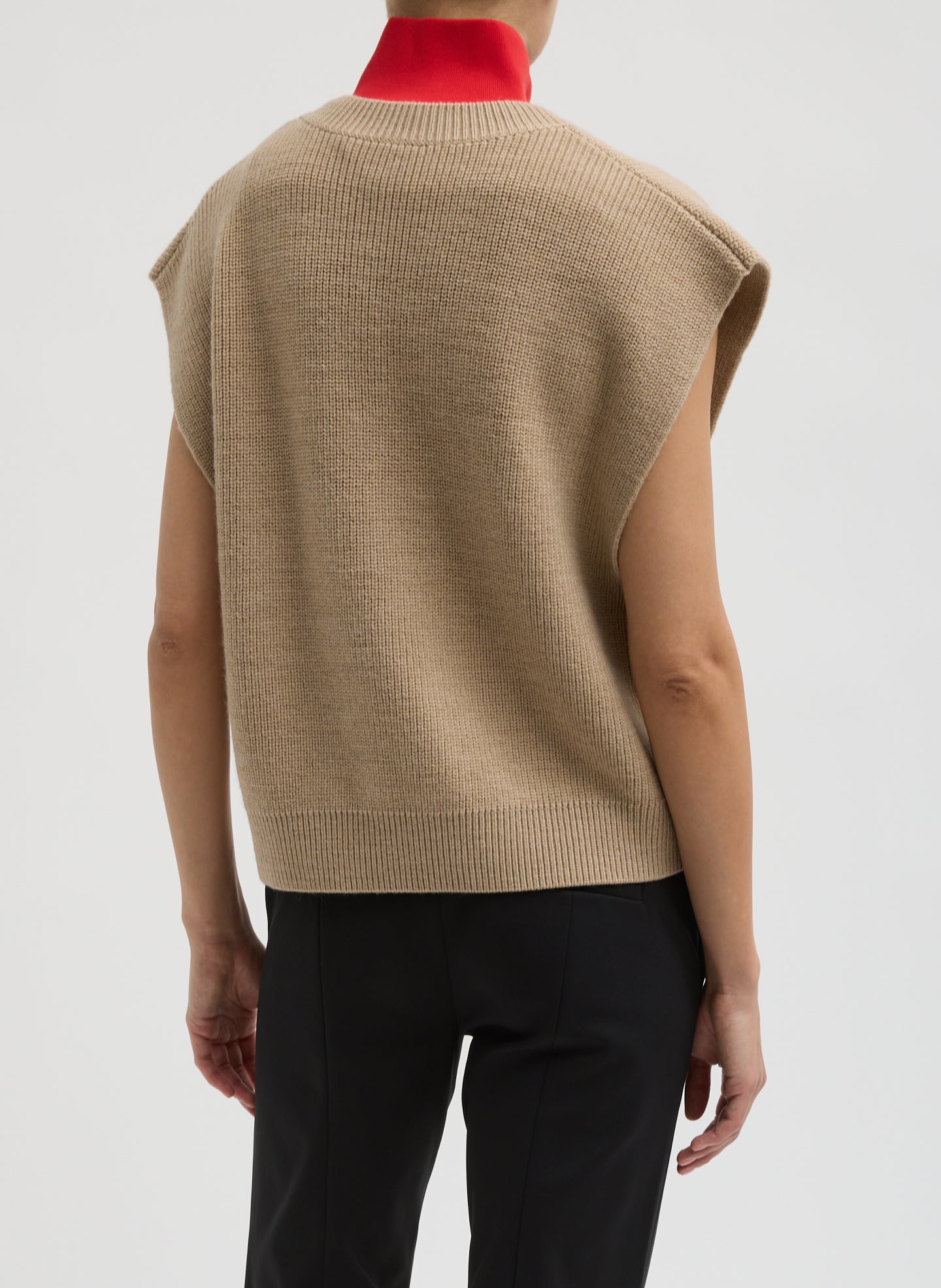 Cardigan Stitch Sweater Vest With Removable Dickie | Tibi Latte