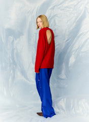 Anna Merino Wool Cut Out Racerback Pullover | Tibi Red