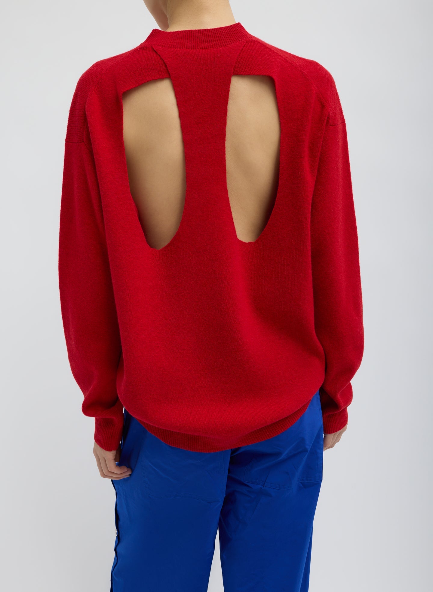 Anna Merino Wool Cut Out Racerback Pullover | Tibi Red