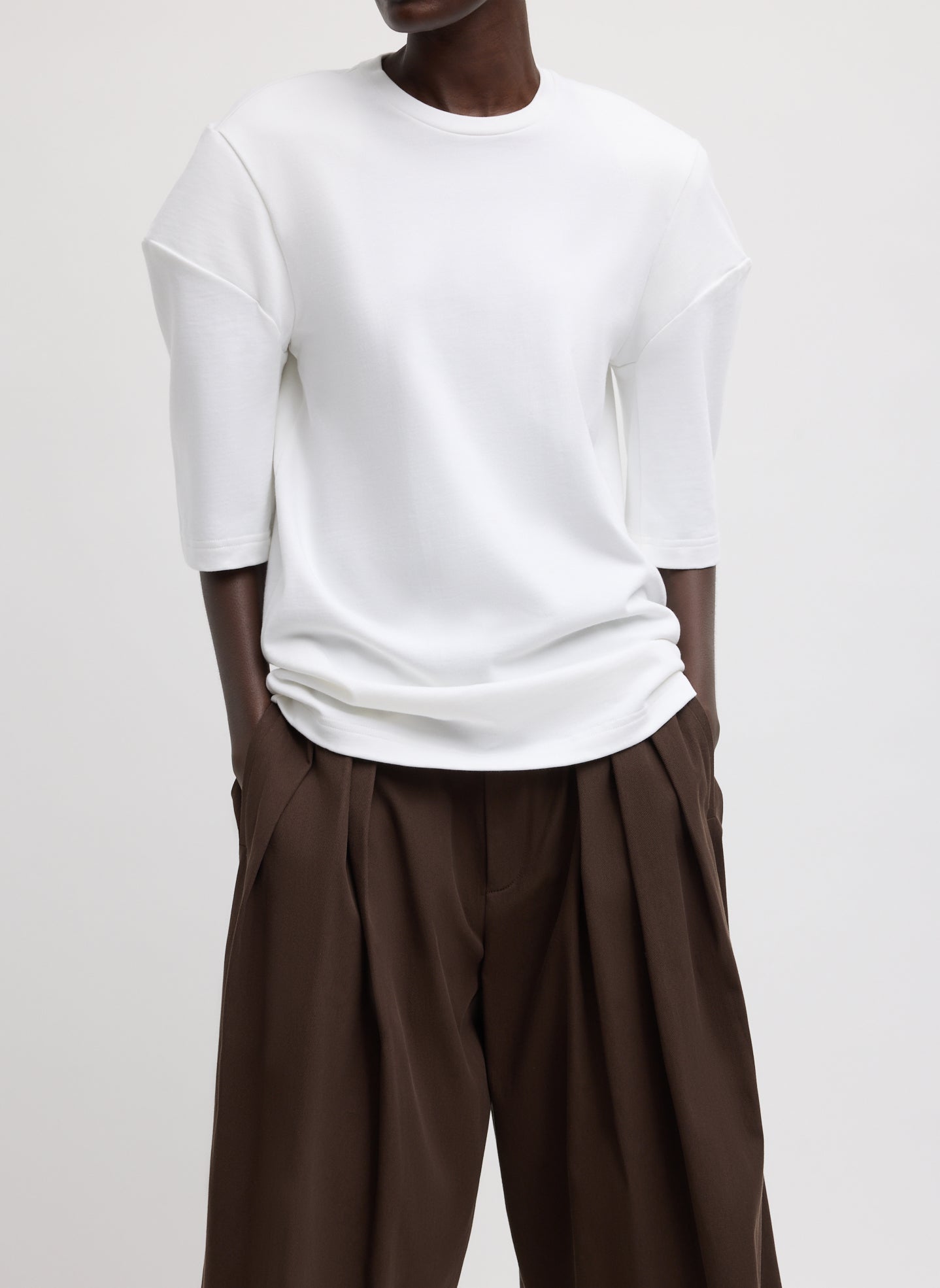Perfect Hinged Sleeve T-Shirt | Tibi White