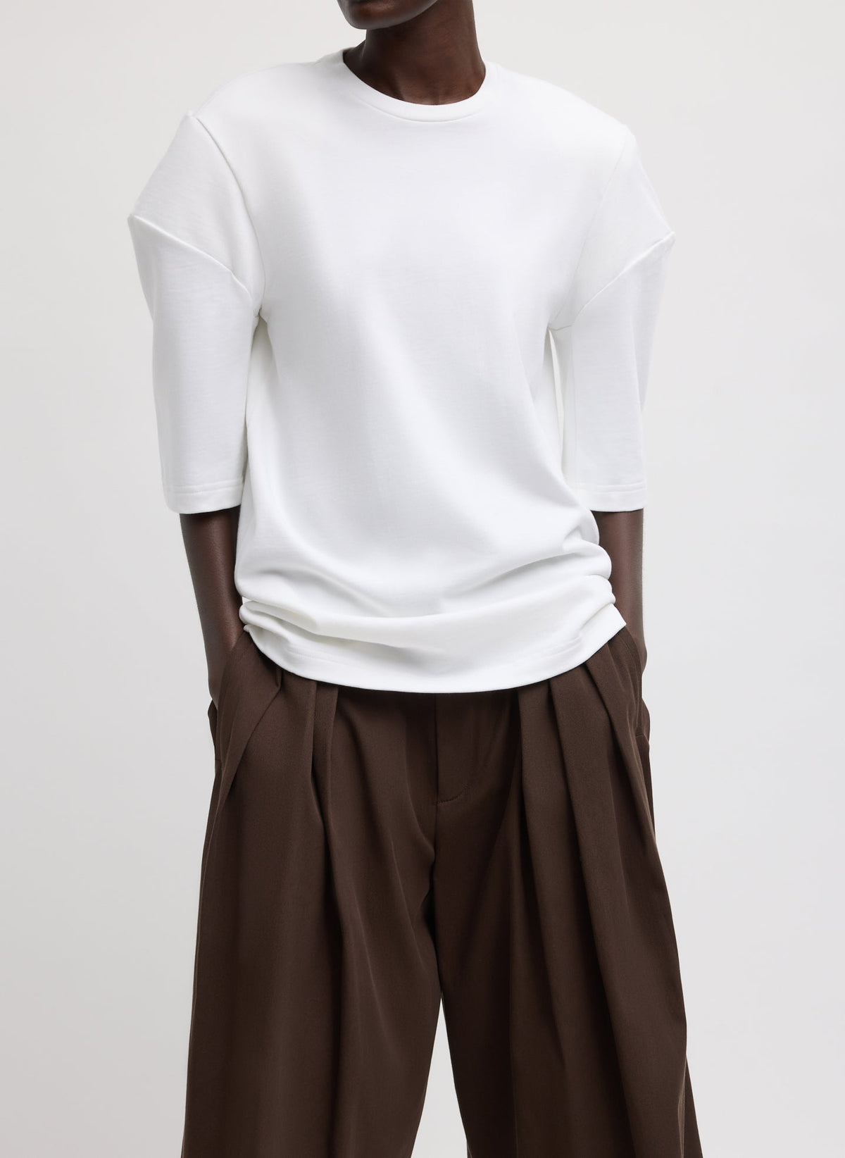 Perfect Hinged Sleeve T-Shirt | Tibi White