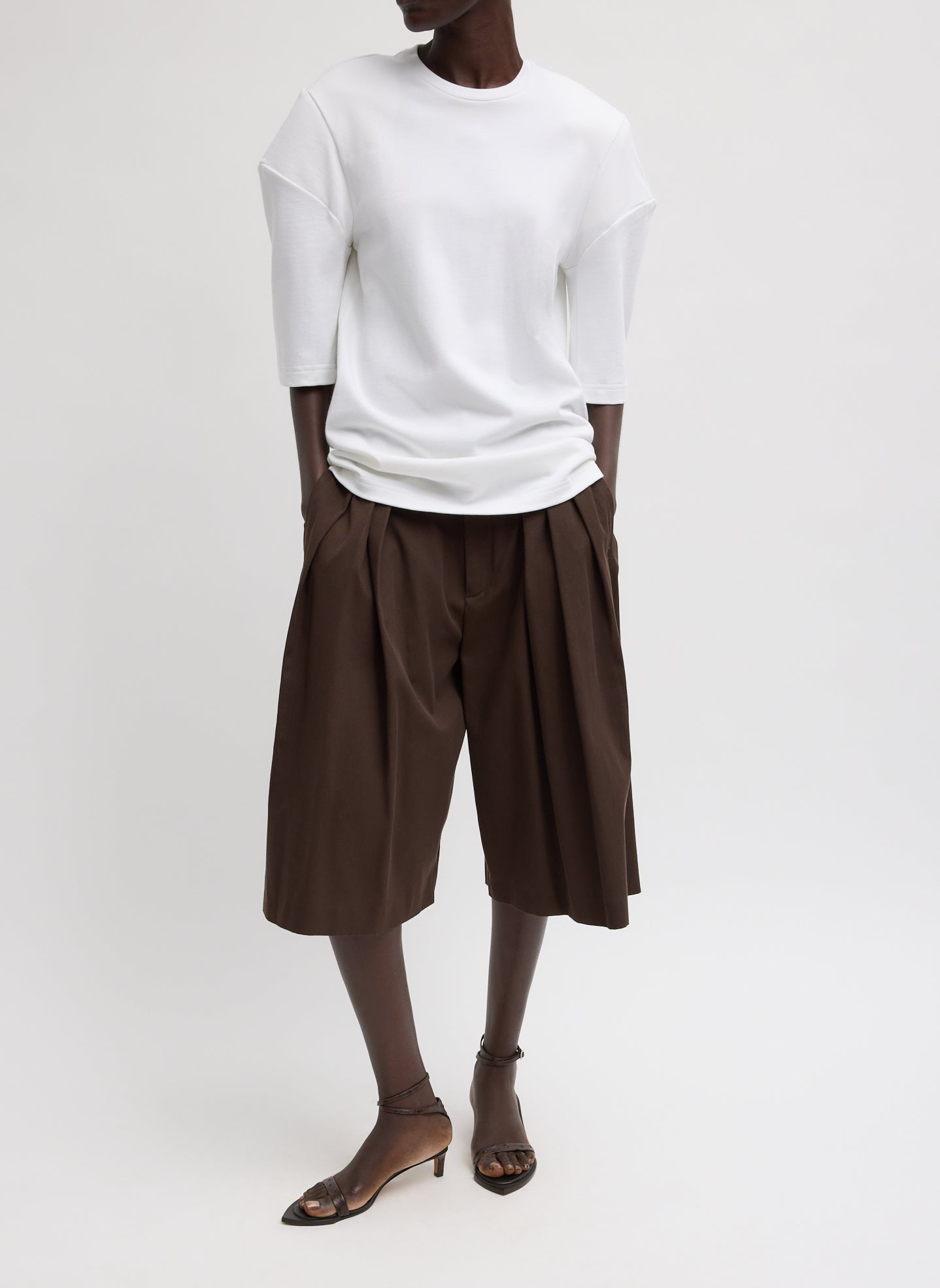 Perfect Hinged Sleeve T-Shirt | Tibi White