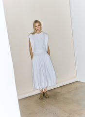 Compact Eco Poplin Cropped Square Top | Tibi White
