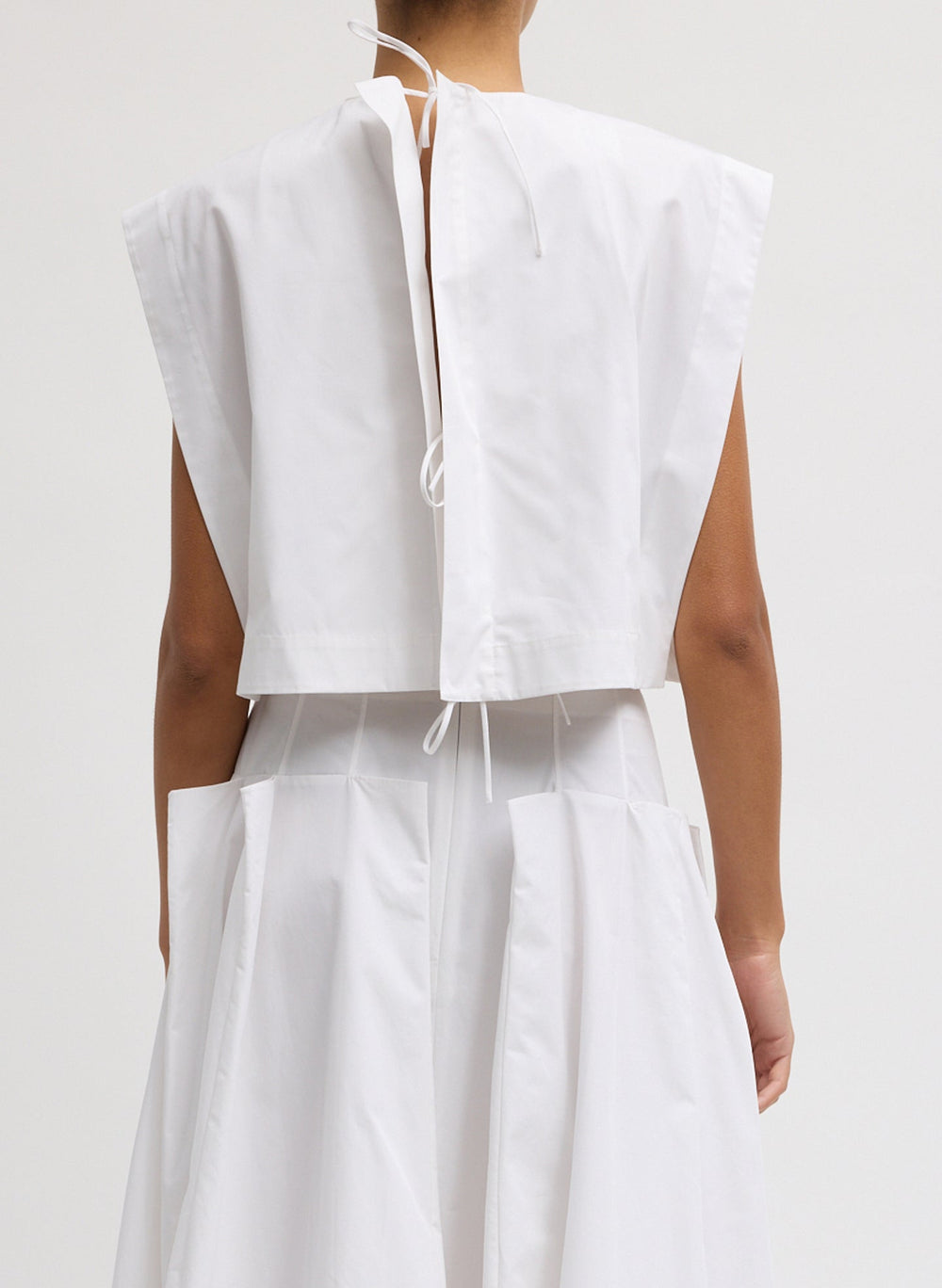 Compact Eco Poplin Cropped Square Top | Tibi White