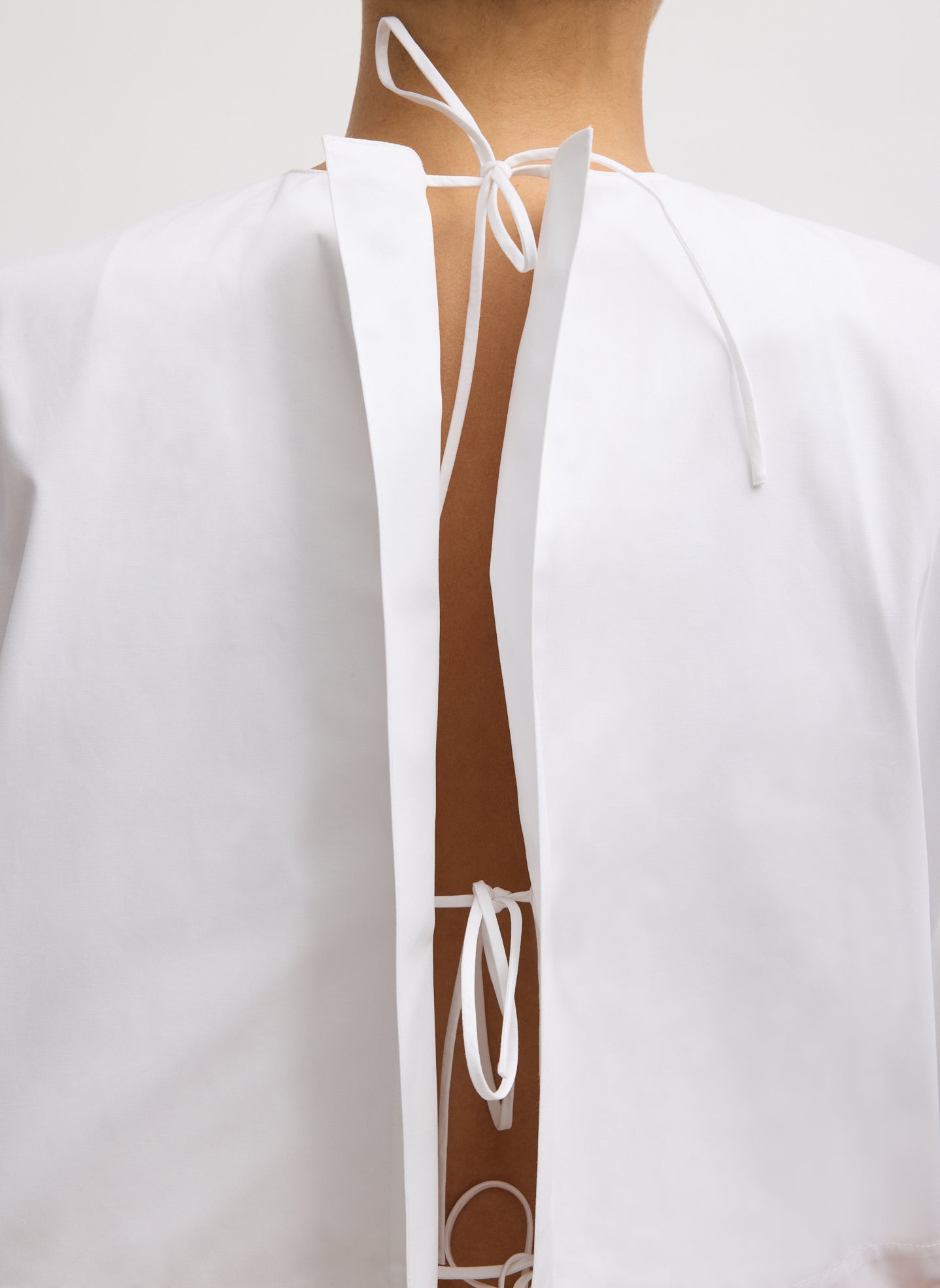 Compact Eco Poplin Cropped Square Top | Tibi White
