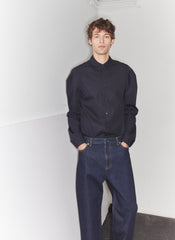 Compact Eco Poplin Hinged Shirt | Tibi Navy