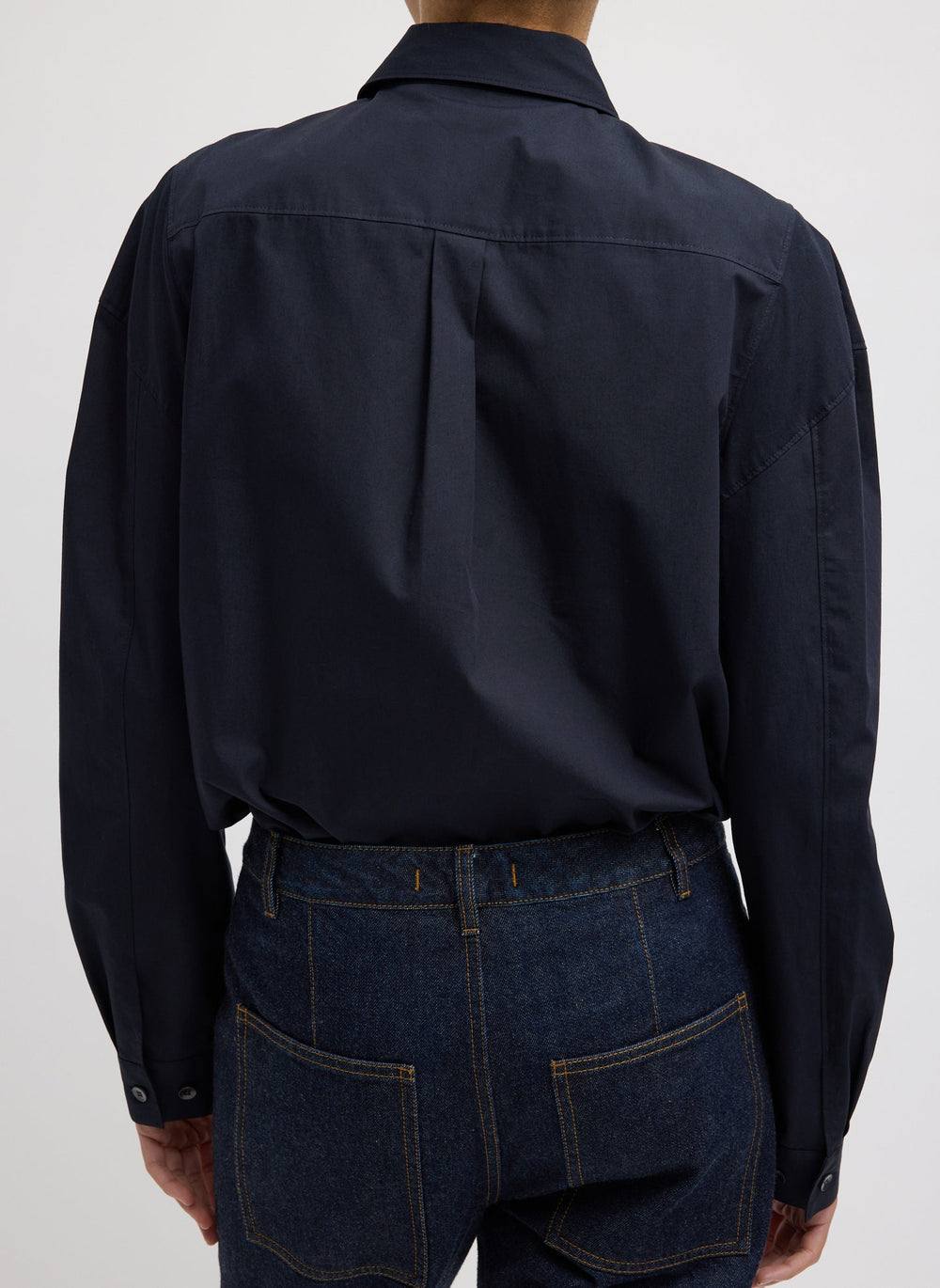 Compact Eco Poplin Hinged Shirt | Tibi Navy