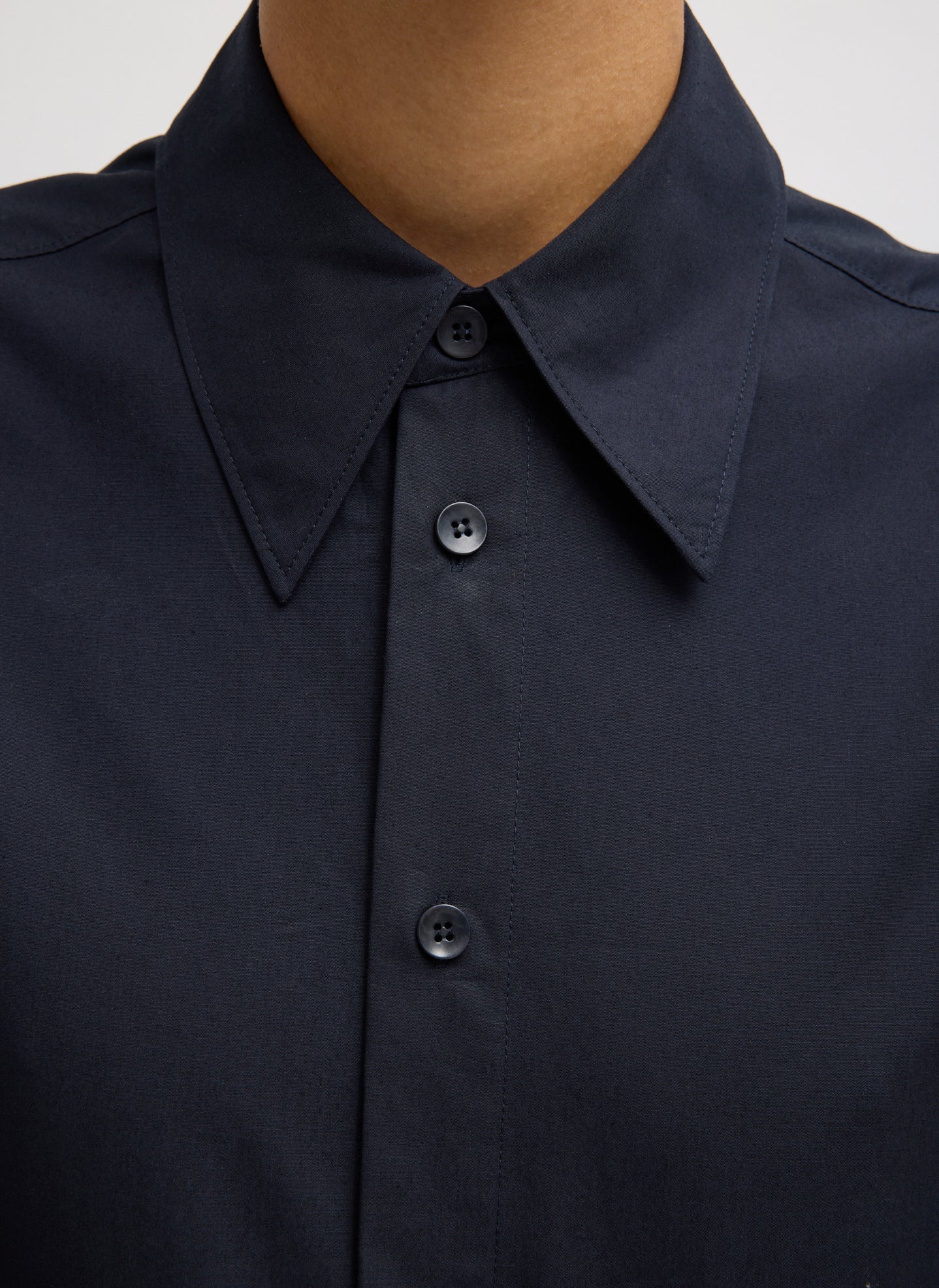 Compact Eco Poplin Hinged Shirt | Tibi Navy