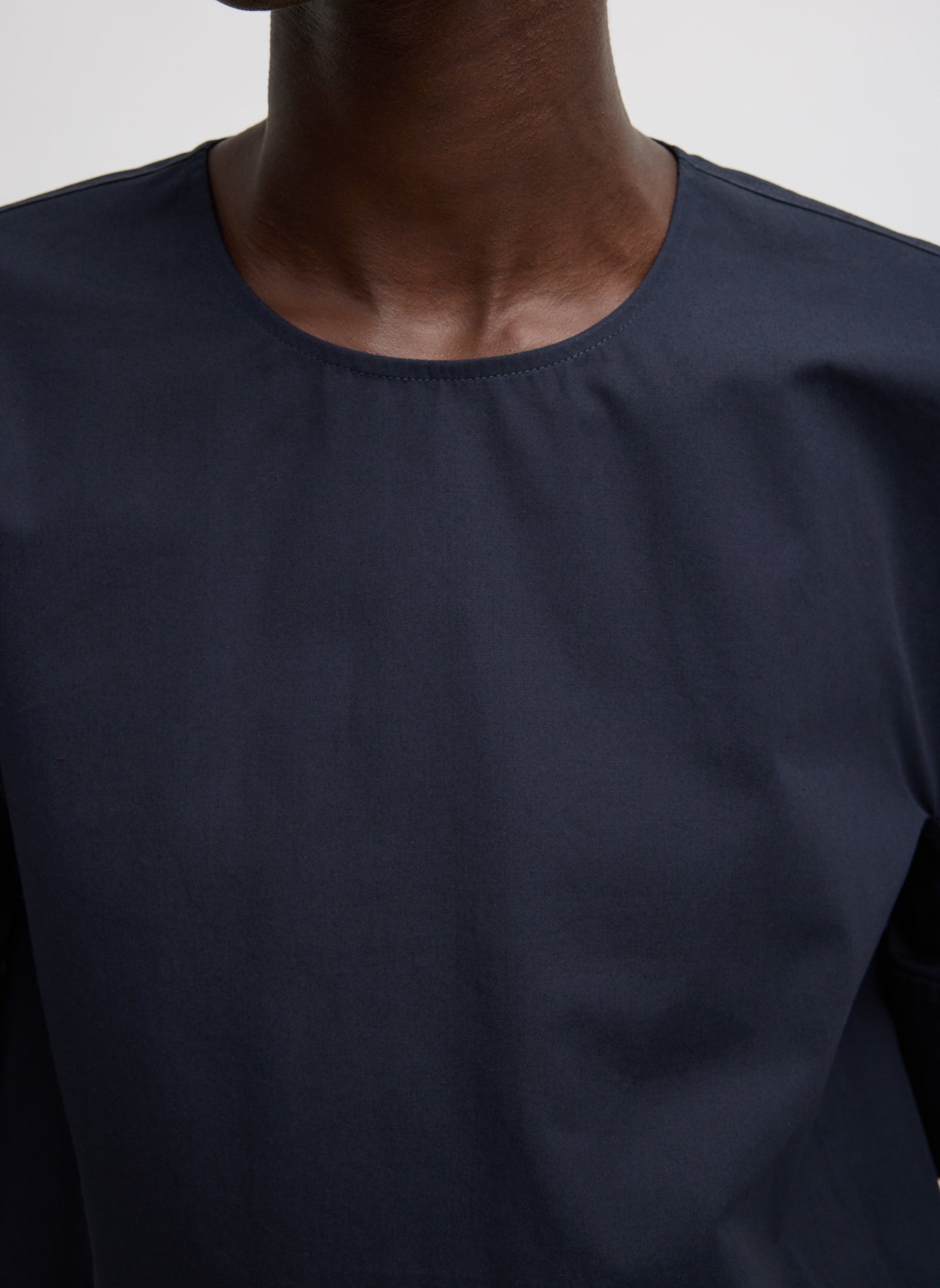 Compact Eco Poplin Reverse Sleeve Top | Tibi Navy