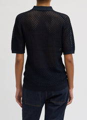 Crochet Netting Slim Polo | Tibi Navy