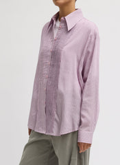 Ultra Light Silk Tencel Striped Pintucked Shirt | Tibi Pink Multi