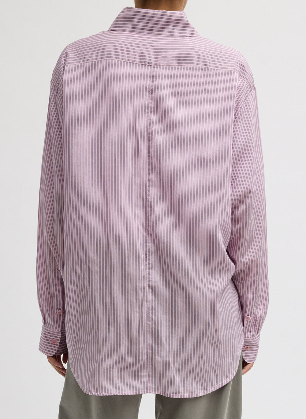 Ultra Light Silk Tencel Striped Pintucked Shirt | Tibi Pink Multi