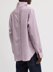 Ultra Light Silk Tencel Striped Funnel Neck Shirt | Tibi Pink Multi