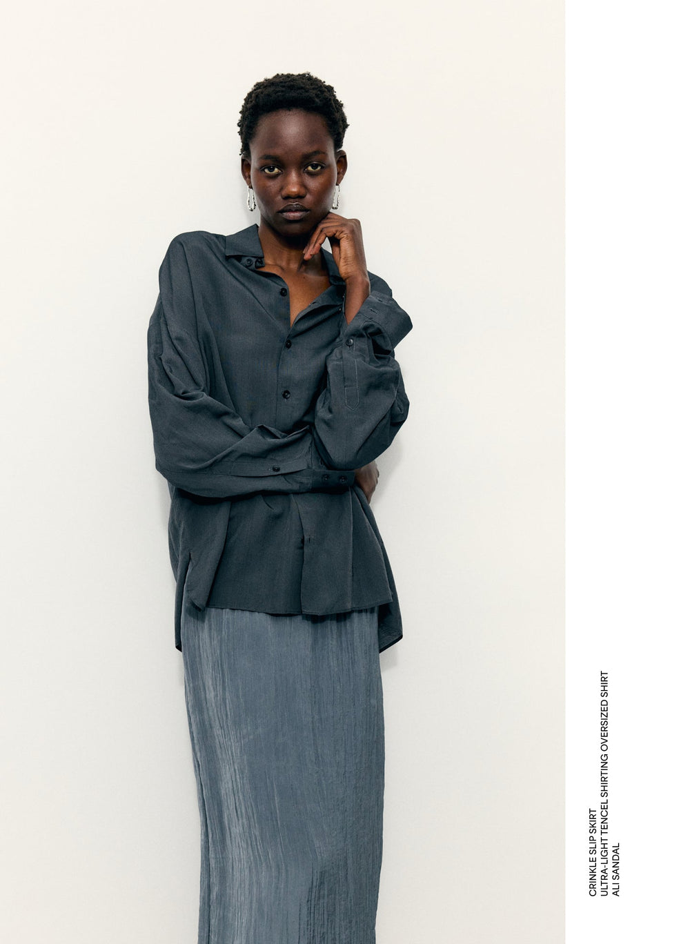 Ultra Light Silk Tencel Oversized Shirt | Tibi Black