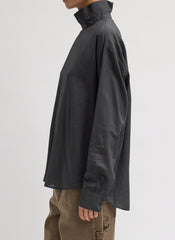 Ultra Light Silk Tencel Funnel Neck Shirt | Tibi Black
