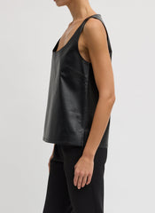 Light Weight Leather Tank Top | Tibi Black