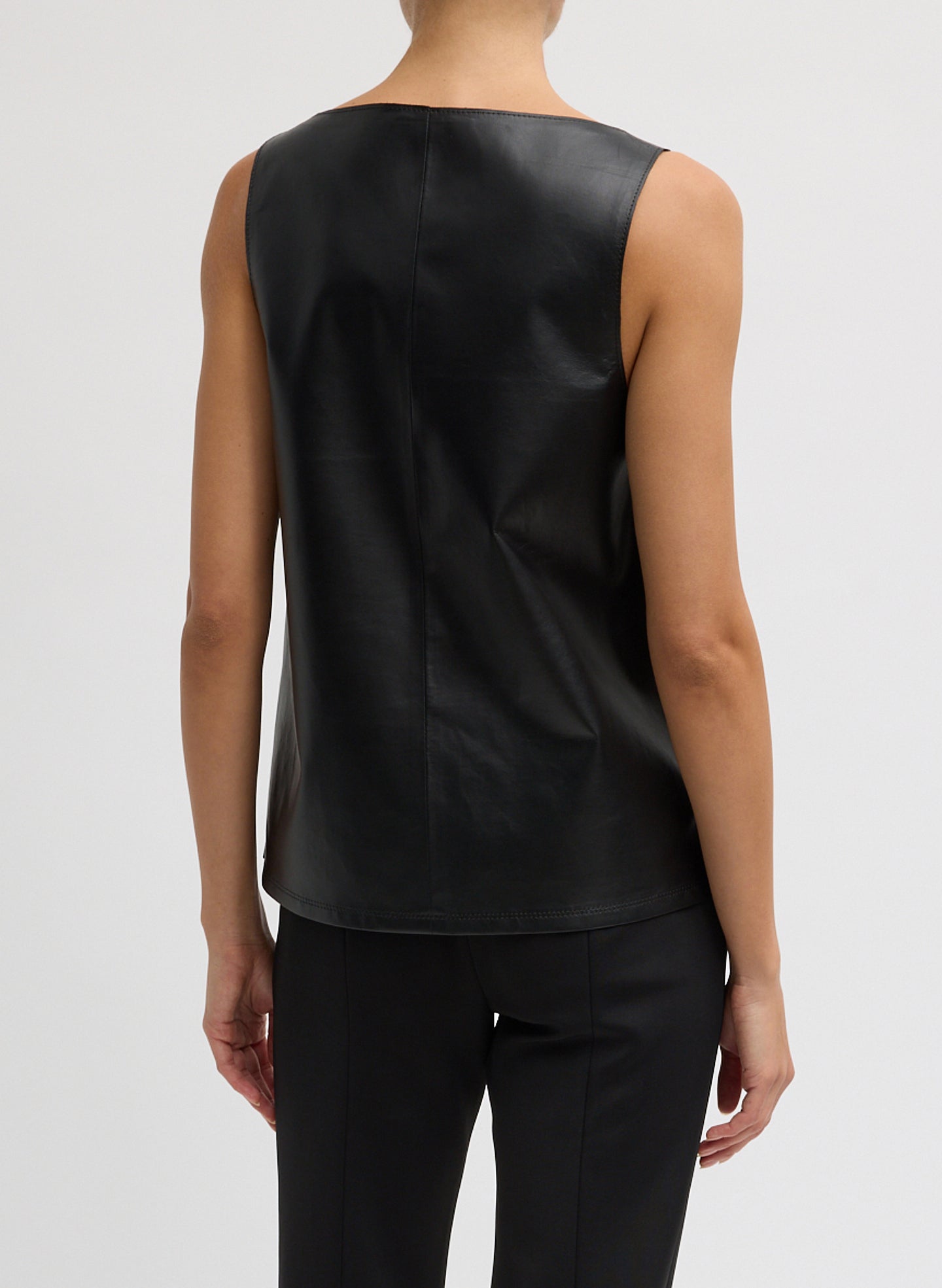 Light Weight Leather Tank Top | Tibi Black