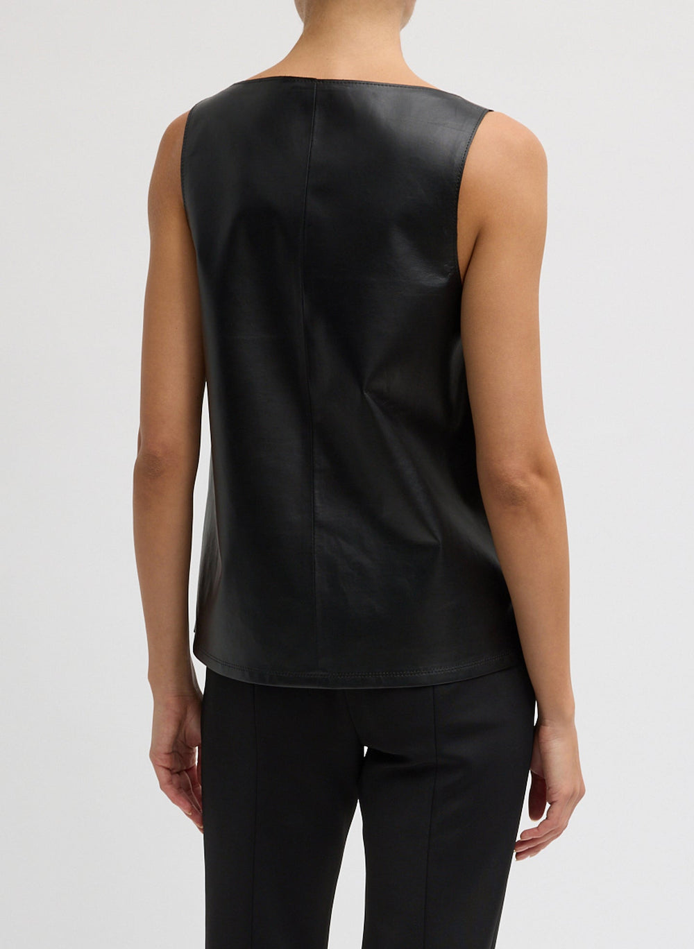 Light Weight Leather Tank Top | Tibi Black