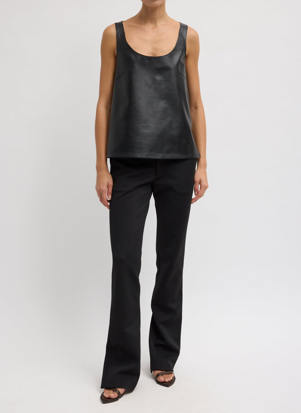Light Weight Leather Tank Top | Tibi Black