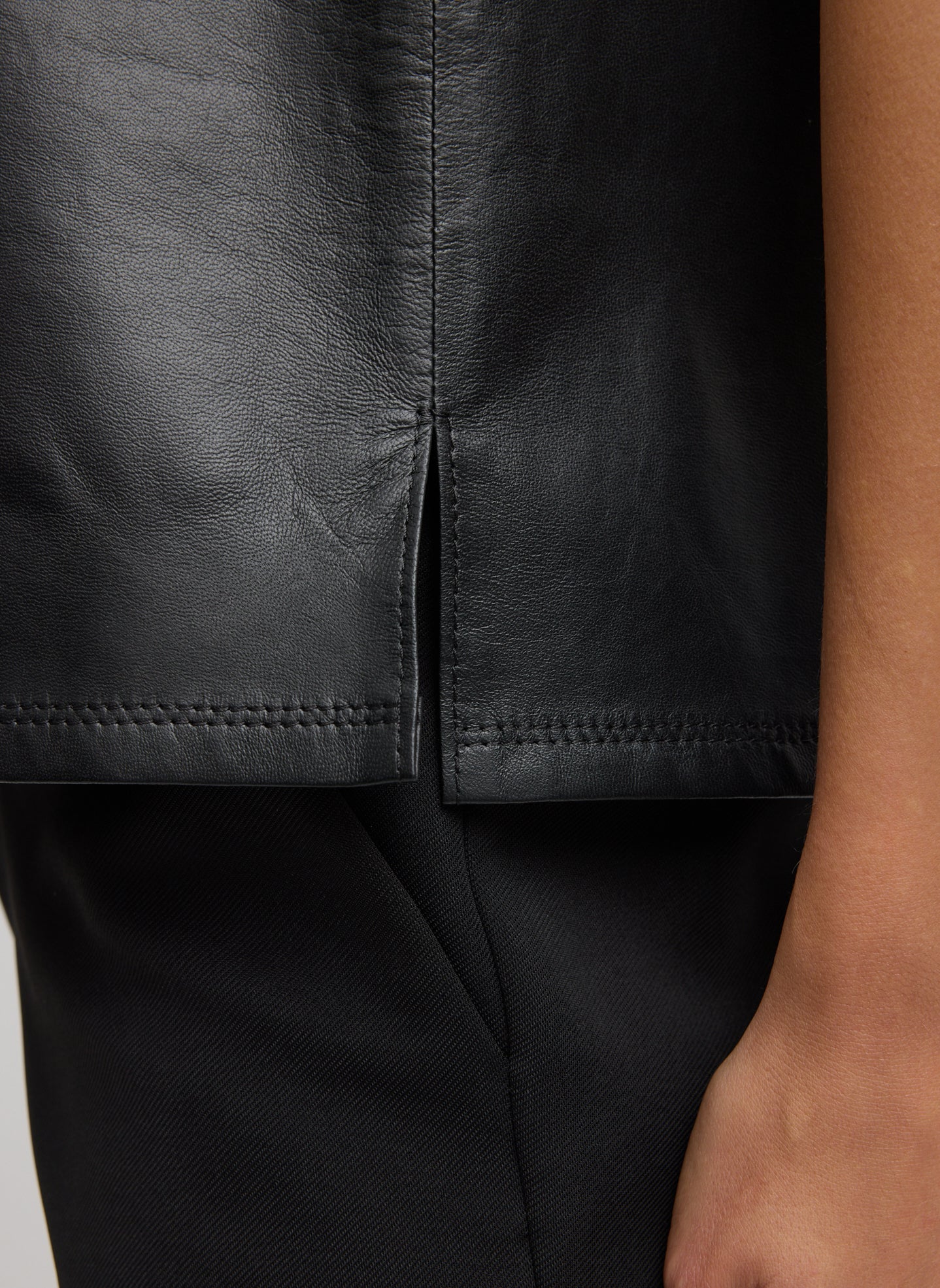 Light Weight Leather Tank Top | Tibi Black