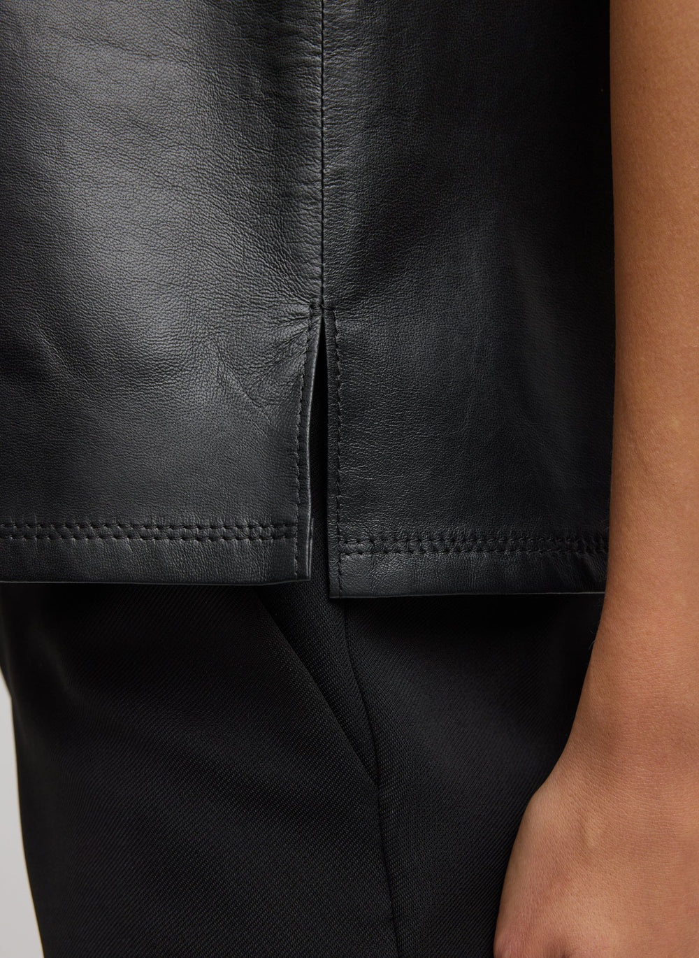 Light Weight Leather Tank Top | Tibi Black