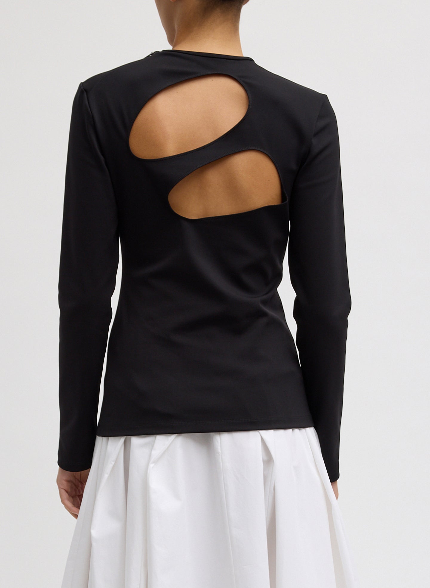 Compact Ultra Stretch Cut Out Back Top | Tibi Black