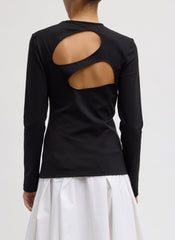 Compact Ultra Stretch Cut Out Back Top | Tibi Black