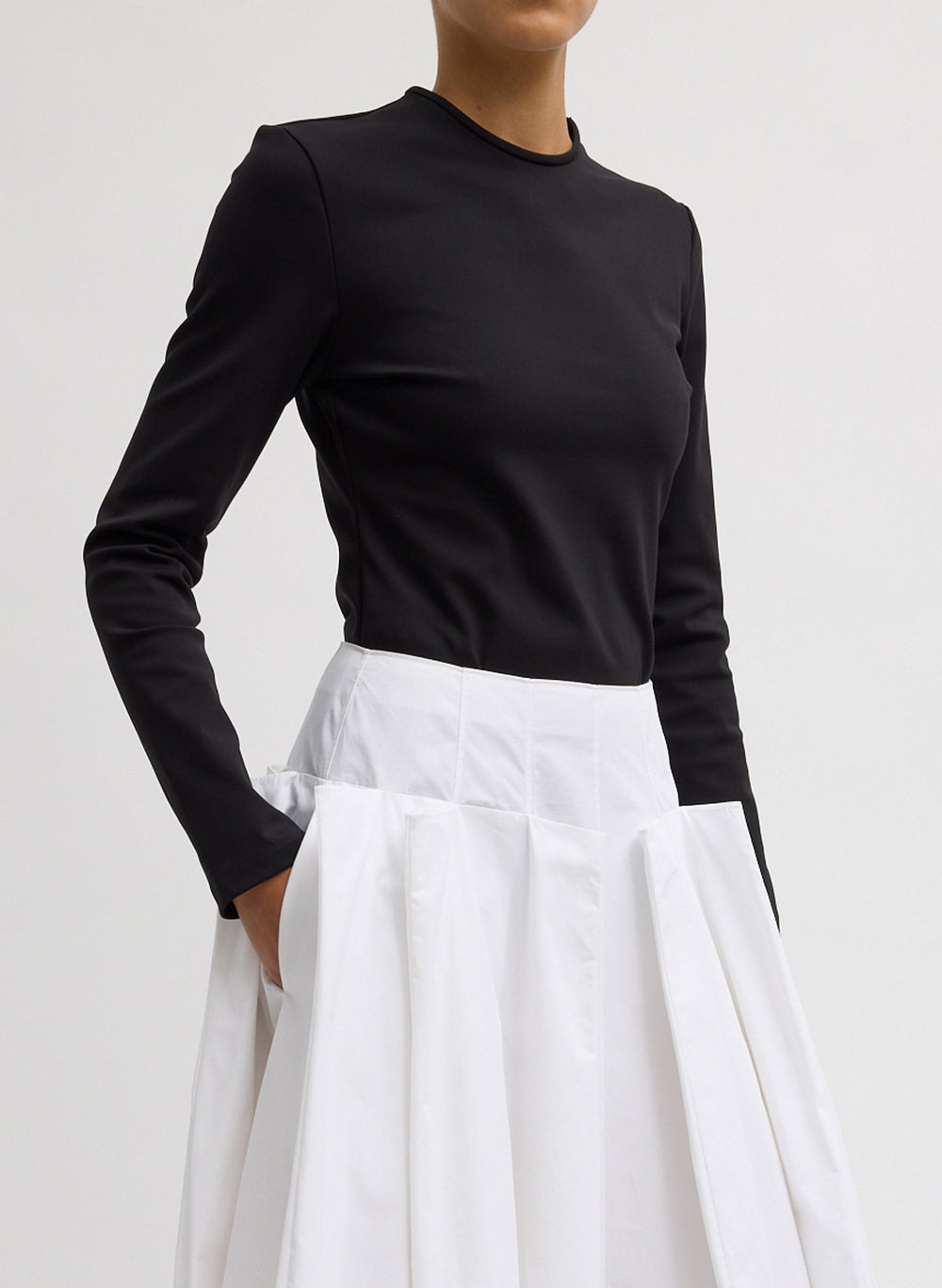 Compact Ultra Stretch Cut Out Back Top | Tibi Black