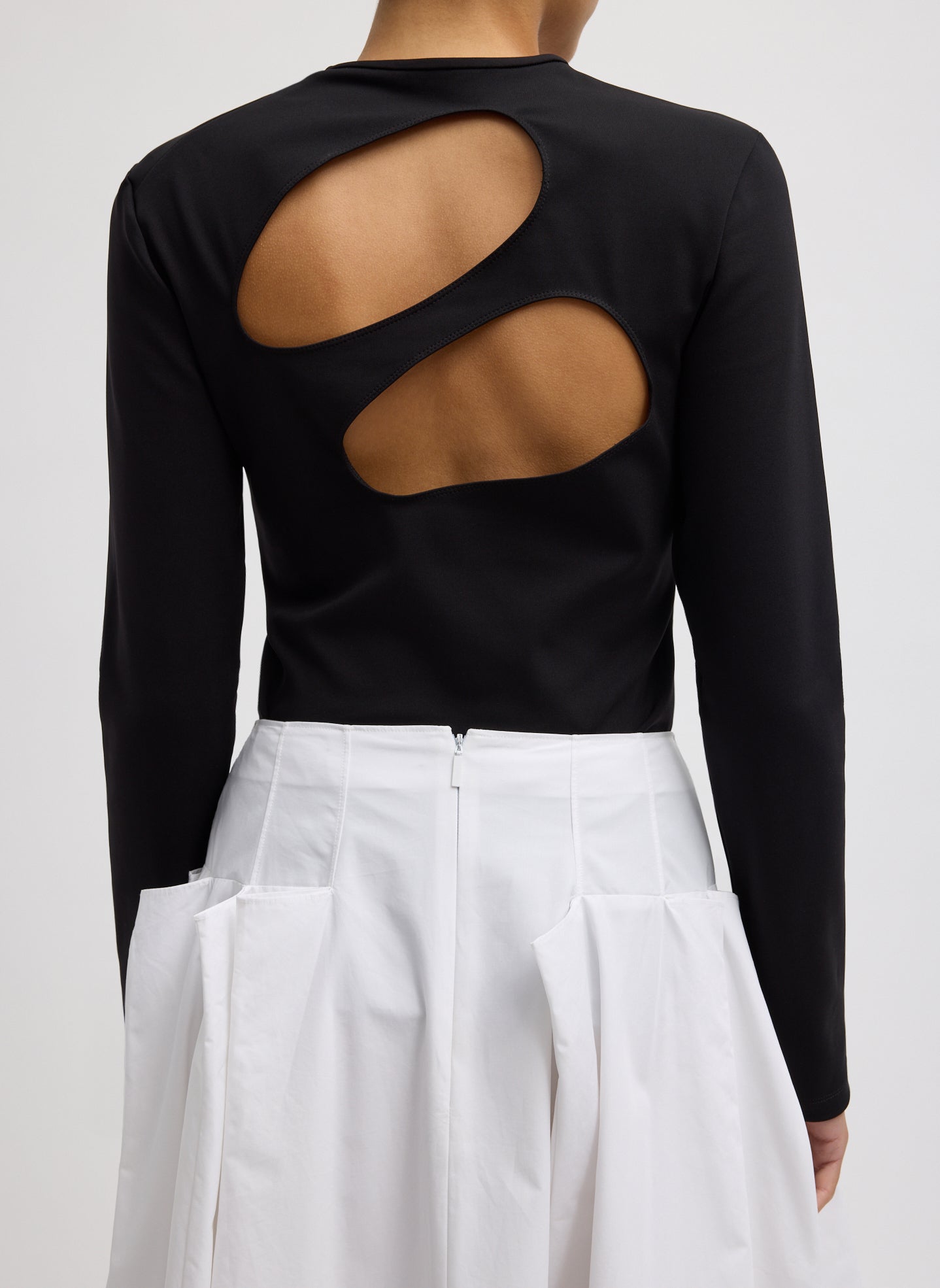 Compact Ultra Stretch Cut Out Back Top | Tibi Black