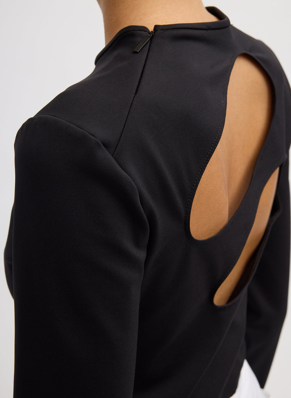 Compact Ultra Stretch Cut Out Back Top | Tibi Black