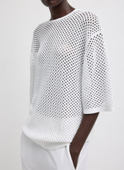 Crochet Netting Oversized Easy T-Shirt | Tibi White
