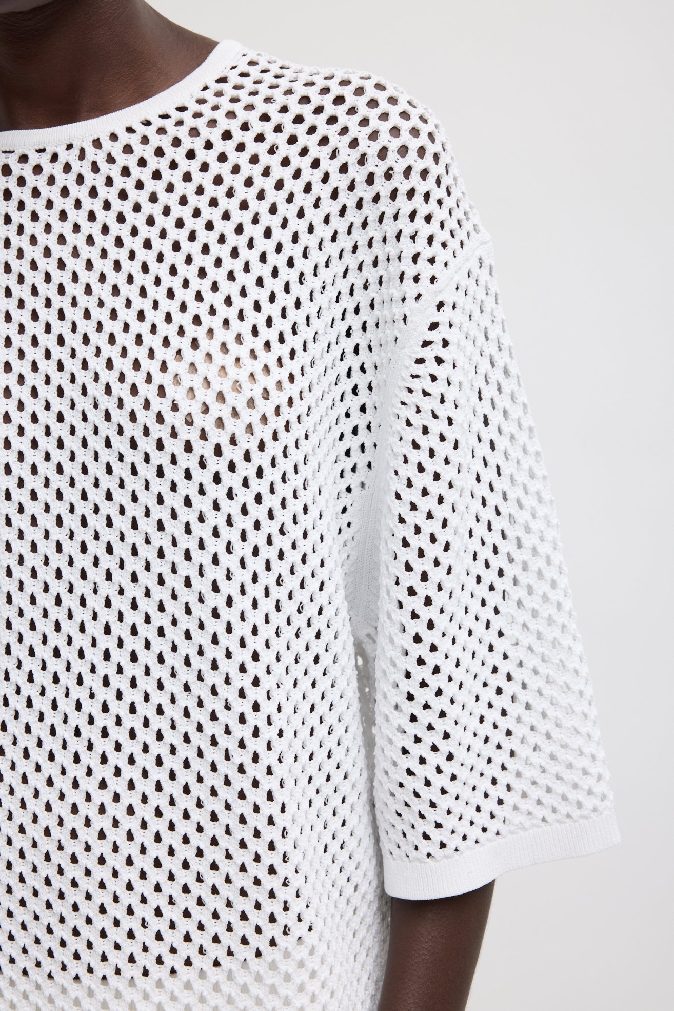 Crochet Netting Oversized Easy T-Shirt | Tibi White
