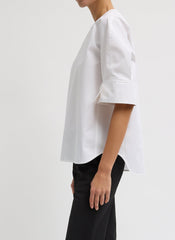 Compact Eco Poplin Reverse Sleeve Top | Tibi White