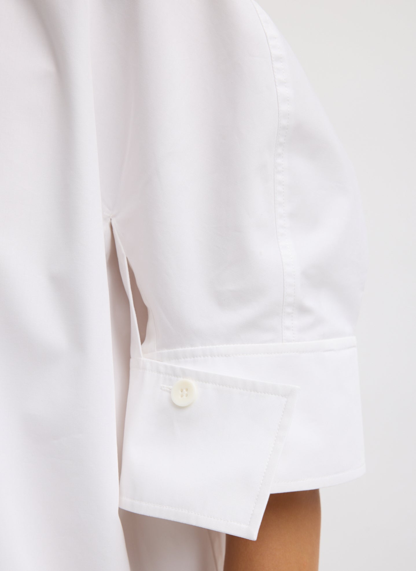 Compact Eco Poplin Reverse Sleeve Top | Tibi White
