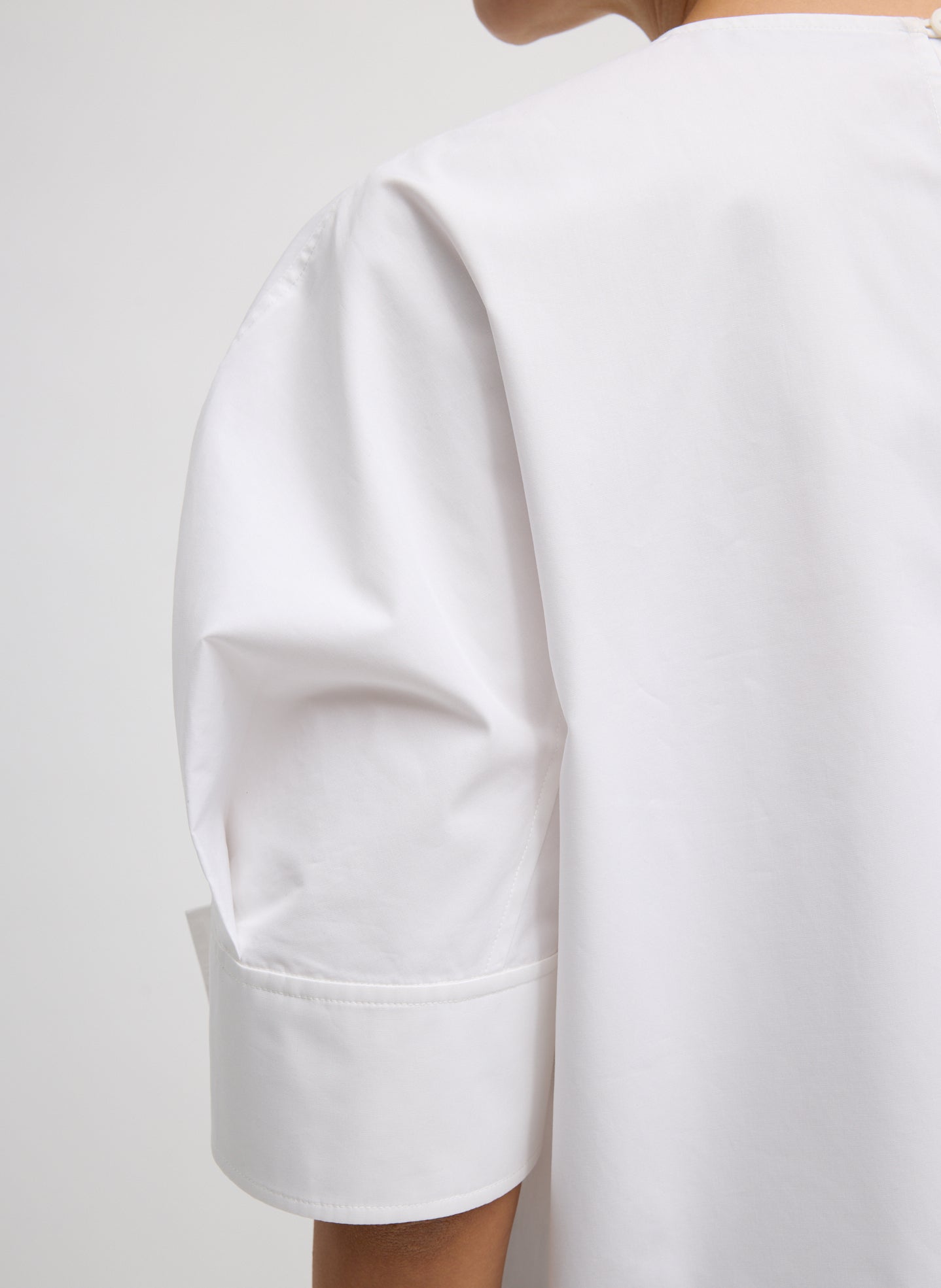 Compact Eco Poplin Reverse Sleeve Top | Tibi White
