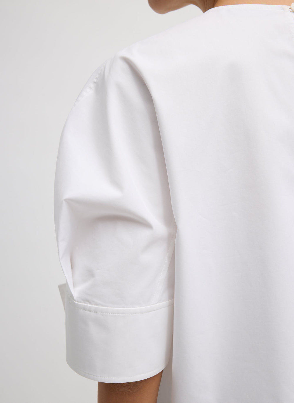 Compact Eco Poplin Reverse Sleeve Top | Tibi White