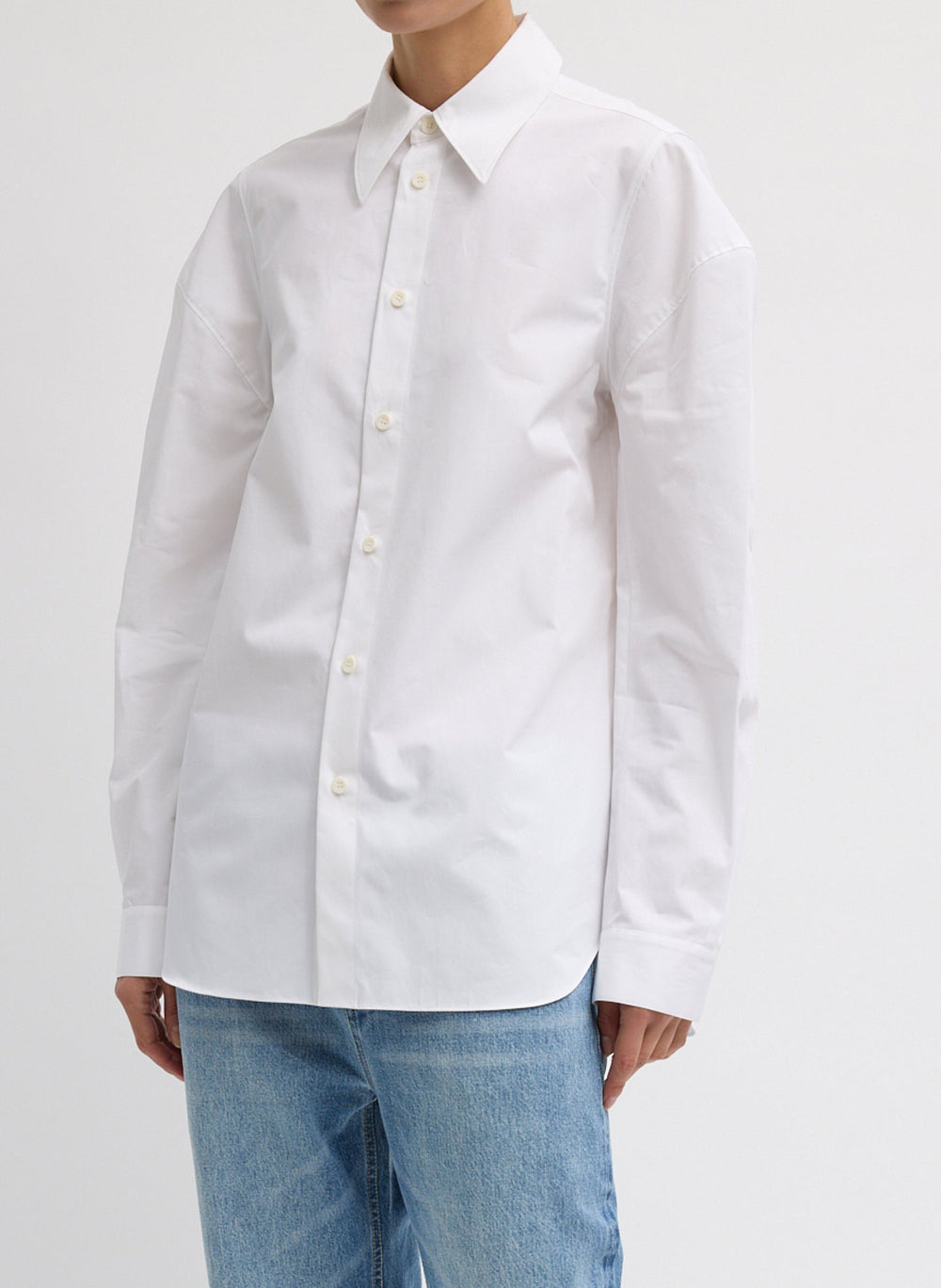 Compact Eco Poplin Hinged Shirt | Tibi White