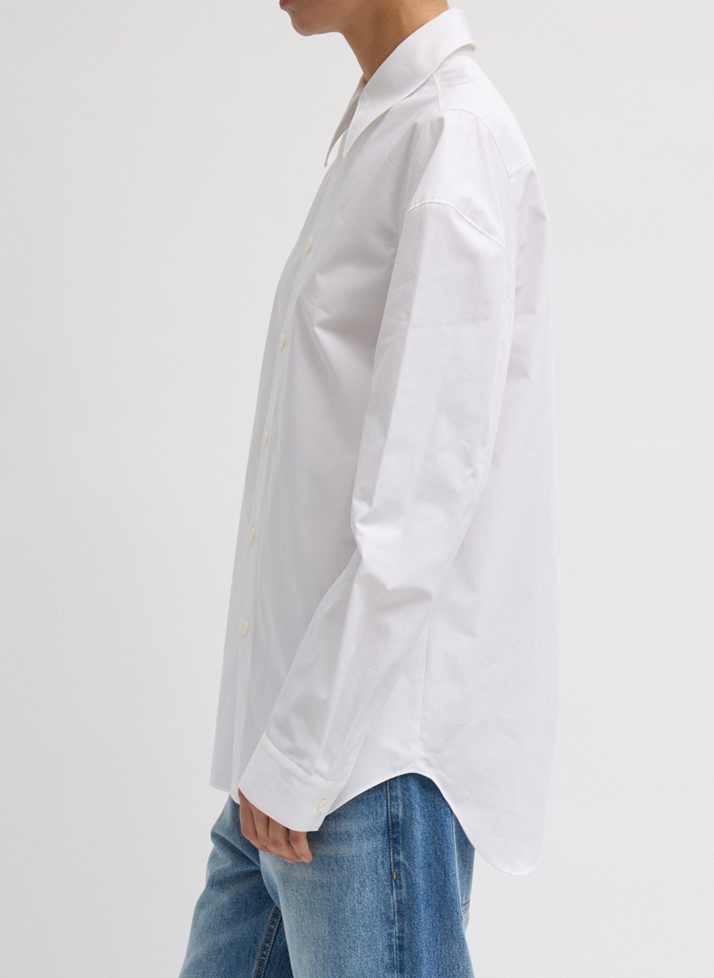 Compact Eco Poplin Hinged Shirt | Tibi White