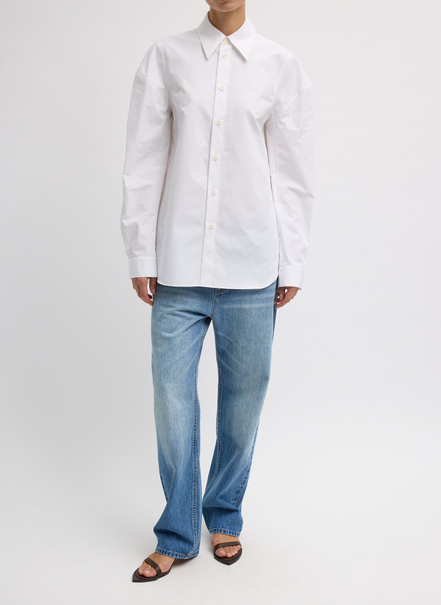 Compact Eco Poplin Hinged Shirt | Tibi White