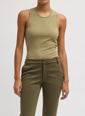 Crewneck Racerback Bodysuit | Tibi Fennel