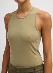 Crewneck Racerback Bodysuit | Tibi Fennel