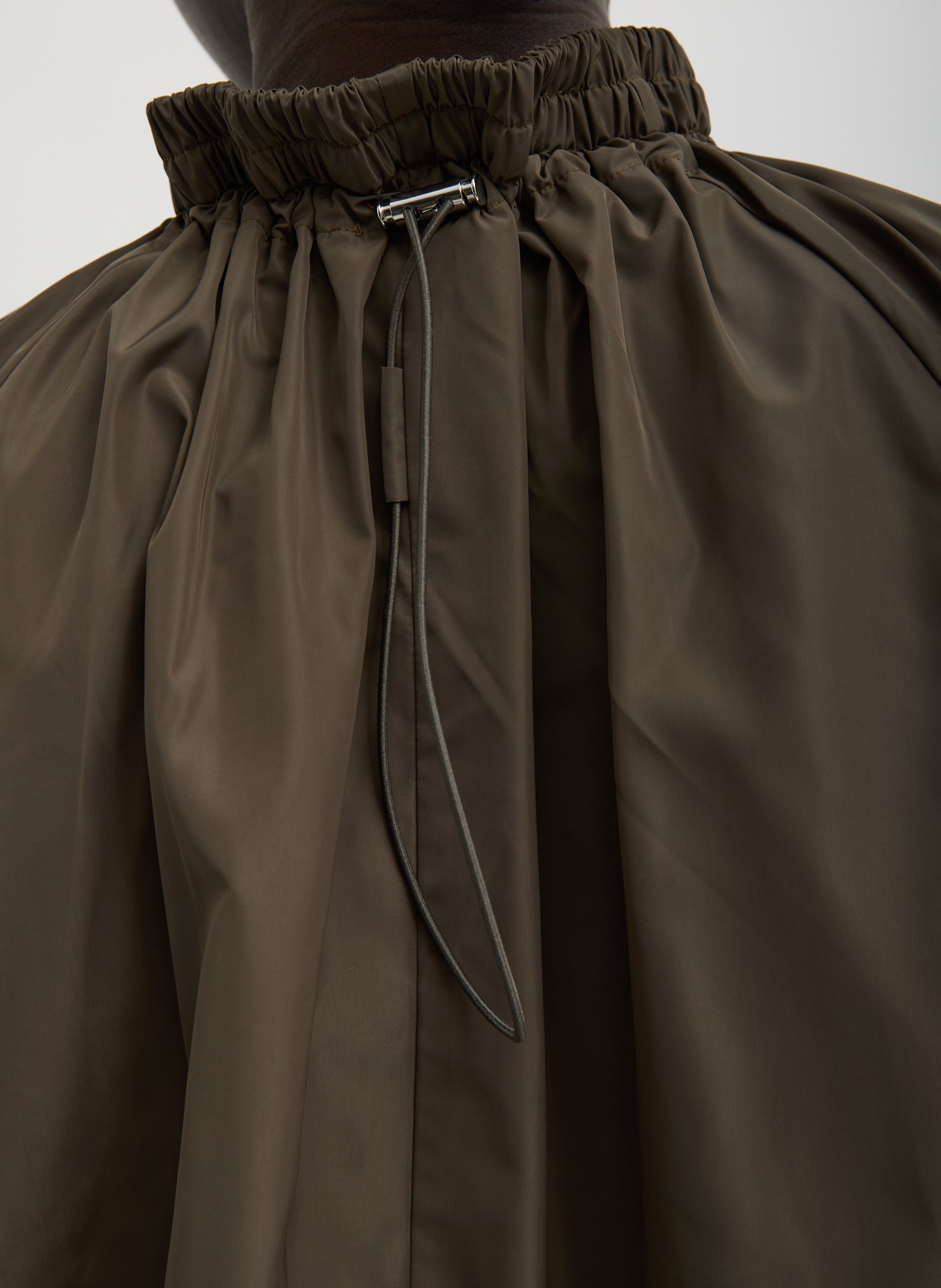 Italian Sporty Nylon Shirred Anorak Top | Tibi Dark Hazelnut
