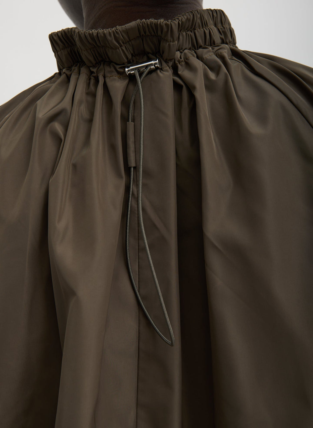 Italian Sporty Nylon Shirred Anorak Top | Tibi Dark Hazelnut