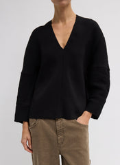 Viscose Plisse Hinged Long Sleeve Top | Tibi Black